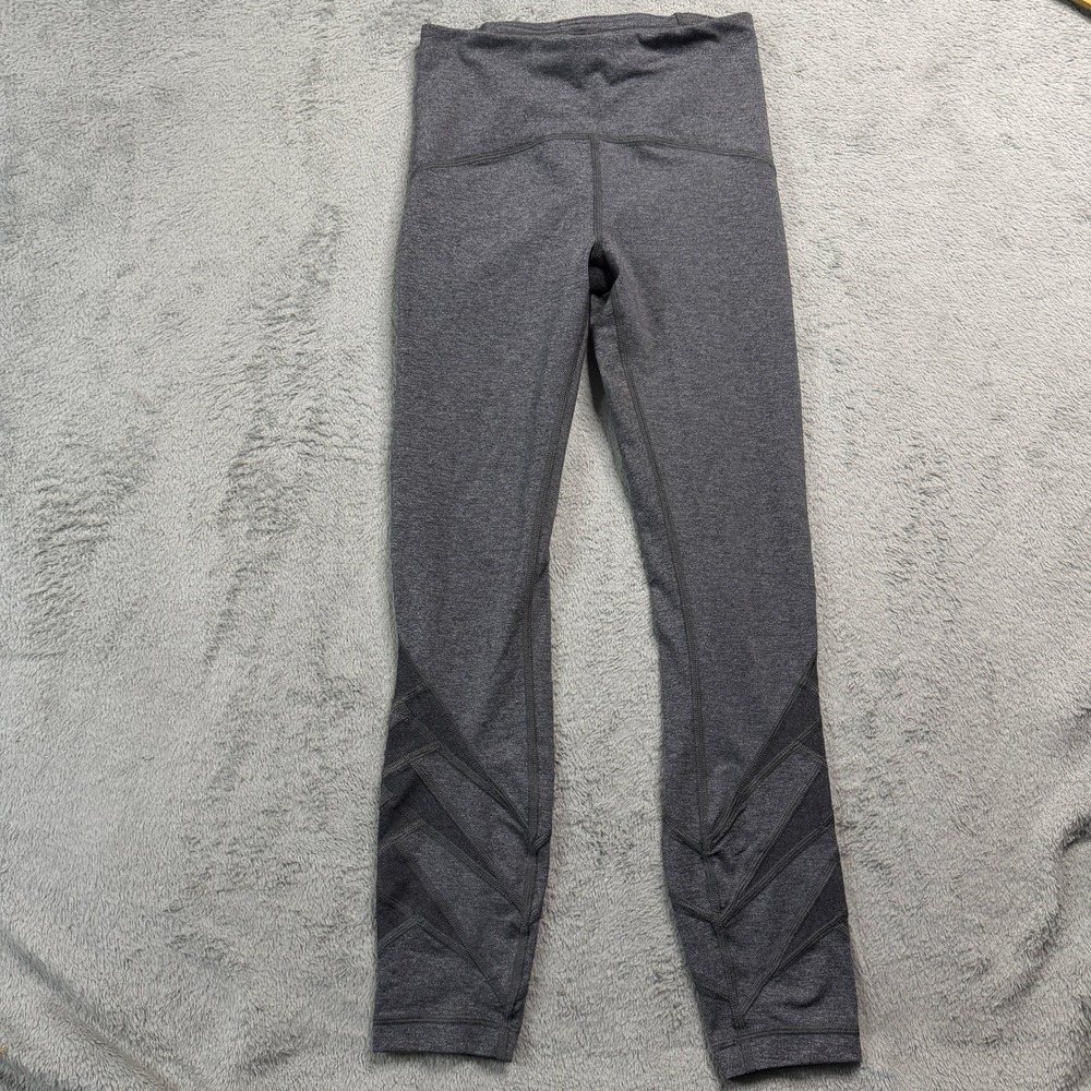 Lululemon High Times Pant Mesh 7/8 Leggings Heathered Grey Space Dye Size 4